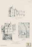 975b Kasteel Popkensburg. Gesloopt in 1863. Schets van de voorzijde en achterzijde van kasteel Popkensburg te Sint ...