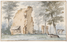 982 De ruïne van de rooms-katholieke kerk te Brigdamme, verbrand in 1562