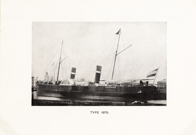1019-1 Type 1875. Het stoomraderschip 'Stad Middelburg' van de Stoomvaart Maatschappij Zeeland.