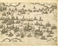 1085 1573 apr. 22-24. [Zeeslag voor Vlissingen tussen de Spaanse en Geuzenvloten]. [c. 1600]. 1 prent : ets ; 25,1 x ...