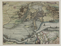 129 Kaart van het beleg van Bergen op Zoom door Spinola met de ligging van de kwartieren en een groter deel van de ...