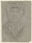 1405 Meisje in Zuid-Bevelandse dracht (Prot.). Kop en schouders, van voren / H.T. de Co. [c. 1930]. 1 tekening : ...