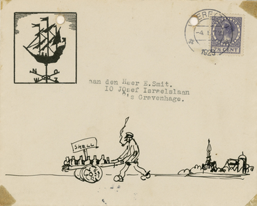 1522.1 (Humoristische) schetsen, betreffende Veere / H.W. van Loon. [1927]-1930. 8 tekeningen : pen, penseel, in kleur ...