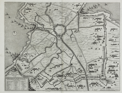 160 Kaart van Hulst en omgeving tijdens het beleg en de verovering van Hulst door prins Frederik Hendrik, met ...