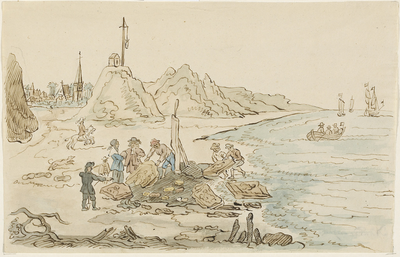 173 De vondst van Nehalenniastenen op het strand bij Domburg