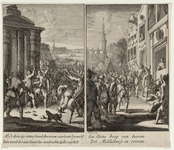 185a Overval van opstandige boeren op Middelburg, het openlopen van de Noordpoort, met twee-regelig onderschrift, in dicht