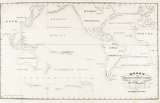 205 Kaart der ontdekkingsreize van mr. J. Roggeveen met de schepen Den Arend, Tienhoven en De Afrikaanse Galei in 1721 ...