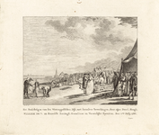 258 Bezichtiging van de Westkapelse dijk door prins Willem V en familie, met twee-regelig onderschrift