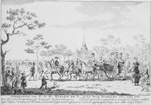259 Afbeelding van Z.D.H. Willem de V op het Dorp Domburg. Bezoek van prins Willem V aan Domburg, met 2 x 2-regelig ...