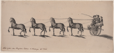 263 Het rijden van Benjamin Cattau te Vlissingen a. 1786. Het rijden van Benjamin Cattau te Vlissingen, houthandelaar ...