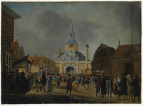 286 Intocht van de Franse troepen binnen Middelburg door de Vlissingse poort op het Vlissings Wagenplein, in de avond