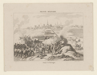 298 Attaque de Flessingue. Landing van de Engelsen, uitval tegen de Nollebatterij, met op de achtergrond de stad Vlissingen