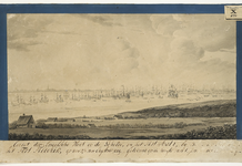302 Gezigt der Engelsche vloot op de Schelde, en het Fort Bath, bij het beschieten van het Fort Frederik, op den 27n ...