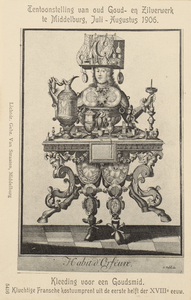 382-10 Habit d' Orfévre. Kleding voor een goudsmid, naar een kluchtige kostuumprent uit de eerst helft van de 18de eeuw