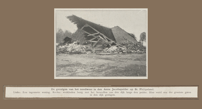 398-3 Een ingestorte woning in de Anna-Jacobapolder te Sint Philipsland, met onder beschrijving
