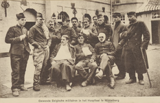 403-8 Gewonde Belgische militairen in het Hospitaal te Middelburg. Een groep gewonde Belgische militairen op de ...
