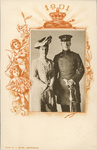 421-6 Koningin Wilhelmina en prins Hendrik (in uniform), ter gelegenheid van hun huwelijk op 7 februari 1901, omlijst ...