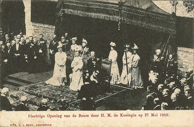 421-93 Plechtige Opening van de Beurs door H.M. de Koningin op 27 Mei 1903. Koningin Emma, koningin Wilhelmina en prins ...