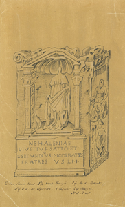 436-5 Een Romeinse altaarsteen, opgedragen aan de godin Nehalennia, bij de opneming van de helmpoting gevonden op het ...