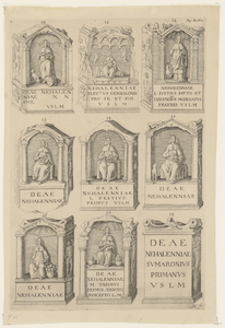 441-2 Negen antieke altaarstenen, opgedragen aan de godin Nehalennia, gevonden op het strand van Domburg op 3 januari 1651