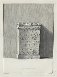 442-25 Afbeeldingen van de, op den 5 Januarij 1647 en later, bij Domburg ontdekte gedenksteenen, tusschen de jaren 1737 ...