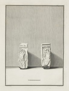 442-3 Afbeeldingen van de, op den 5 Januarij 1647 en later, bij Domburg ontdekte gedenksteenen, tusschen de jaren 1737 ...