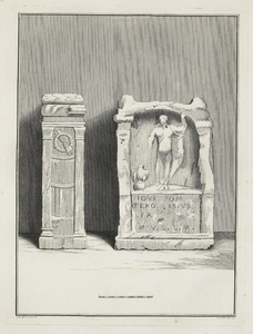 442-34 Afbeeldingen van de, op den 5 Januarij 1647 en later, bij Domburg ontdekte gedenksteenen, tusschen de jaren 1737 ...