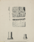443-1 Gedenkstenen, versieringen en een deel van een zuil, gevonden op het strand van Domburg in 1647 en 1735