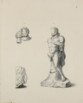 443-2 Beeld van Hercules Magusanus, met details, gevonden op het strand van Domburg in 1647 en 1735