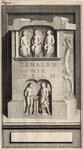 445-9 Een altaarsteen opgedragen aan de godin Nehalennia, op 5 januari 1647 gevonden op het strand van Domburg