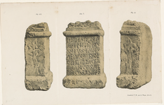 460 Een Nehalennia-altaarsteen, gevonden in 1870, met de zijkanten, gevonden in de duinen te Domburg
