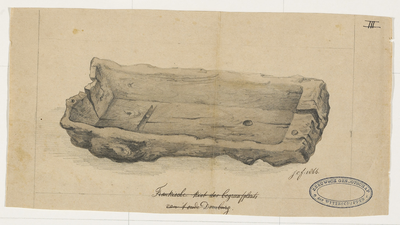 472g Schets van de op het strand te Domburg in 1865-1866 gevonden begraafplaats en voorwerpen, Frankische doodskist