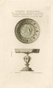506 Een zilveren drinkschaal, geschonken door de Admiraliteit van Zeeland aan Evert Heindricxse, stamvader van de ...
