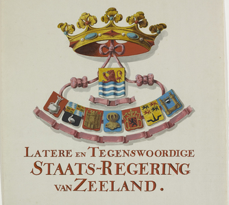 565 Latere en Tegenswoordige Staats-Regering van Zeeland. Titelblad voor een onderdeel van de historisch-topografische ...