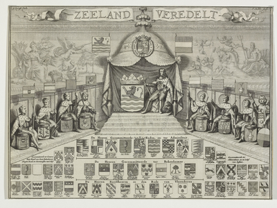 571 Zeelant veredelt. De wapens van Gecommitteerde Raden van Zeeland, ter Admiraliteit en Rekenkamer en de raadsheren ...