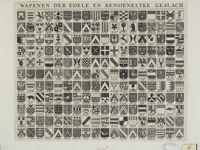 574-3 Wapenen der edele en aensienelijke geslachten in het souverain graefschap van Zeeland. De wapens van de edele en ...