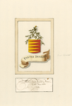 652 Het wapen van mr Pieter Duvelaer jr, secretaris van de Staten van Zeeland (1705-1711), in omlijnde ruimte aan knop ...