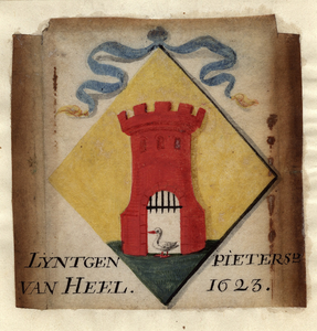 654 Het wapen van Lijntgen Pietersdochter van Heel, met linten