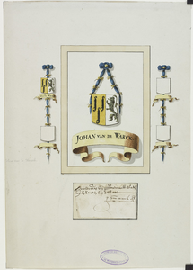 676 Johan van de Warck. Het wapen van mr Johan van de Warcke, pensionaris van Middelburg (1576-1579), raadpensionaris ...