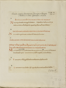 680a-2 Exempla scripturae Epistolarum Hieronymi et Evangelii Matthei, in Codice Egmundano obvenientis. Voorbeeld van ...