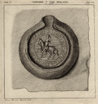 681 Theoder. V Com. Holland. Het zegel van graaf Dirk V van Holland (1061-1091), met aantekening (handschrift) van mr ...