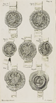 700 Twee zegels van Willem V en vijf zegels van Albrecht van Beieren, graven van Holland