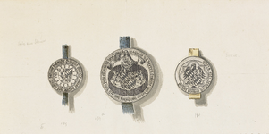 702 Het zegel en contrazegel van hertogin Jacoba van Beieren, gravin van Holland en Zeeland en zegel van Jan van ...