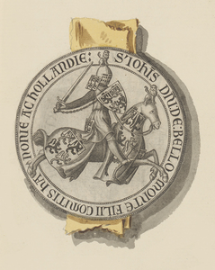 721-5 Het zegel van Jan van Henegouwen, heer van Beaumont, heer van Tholen (circa 1800)