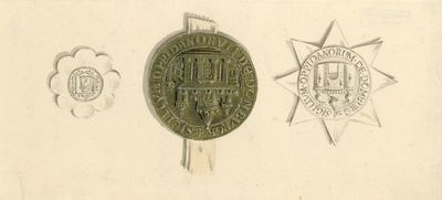 734 Twee zegels en contrazegel van de stad Domburg (circa 1800)