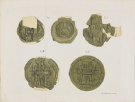 737 De oudste vier zegels en een contrazegel van de stad Middelburg
