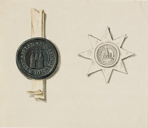 742 Het schepenzegel en het gewoon zegel van de stad Westkapelle (circa 1800)
