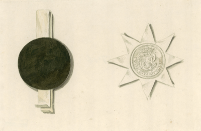 746 Het zegel van de stad Tholen (het gekleurde zegel egaal groen), (circa 1800)