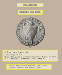 751-19a Afbeelding van het zegel van een ridder Jan van Axel, met toegevoegd de beschrijving door H. Obreen: ...