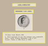 751-19b Afbeelding van het tegenzegel van een ridder Jan van Axel, met toegevoegd de beschrijving door H. Obreen: ...